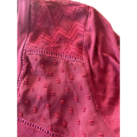 Stitch Fix Sweet Grey Danii Jacquard Lace Knit Top Size Small Burgundy Blouse - Picture 4 of 5